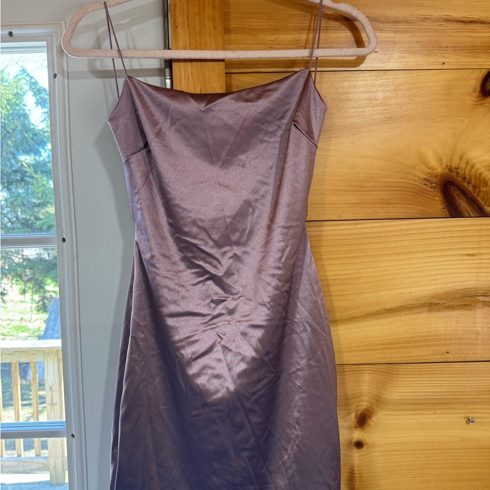 Windsor Satin Mini Dress in Mauve